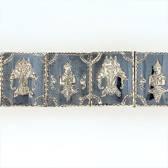 Siam Niello Panel Bracelet |  Vintage Sterling Si… - image 3
