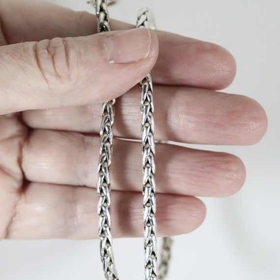 Byzantine Wheat Link Necklace Chain | Vintage Ste… - image 3