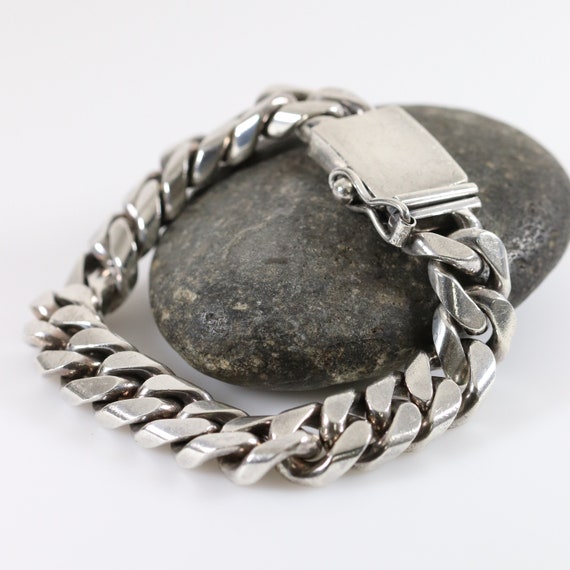 Heavy Cuban Curb Chain Bracelet | Vintage Sterlin… - image 6