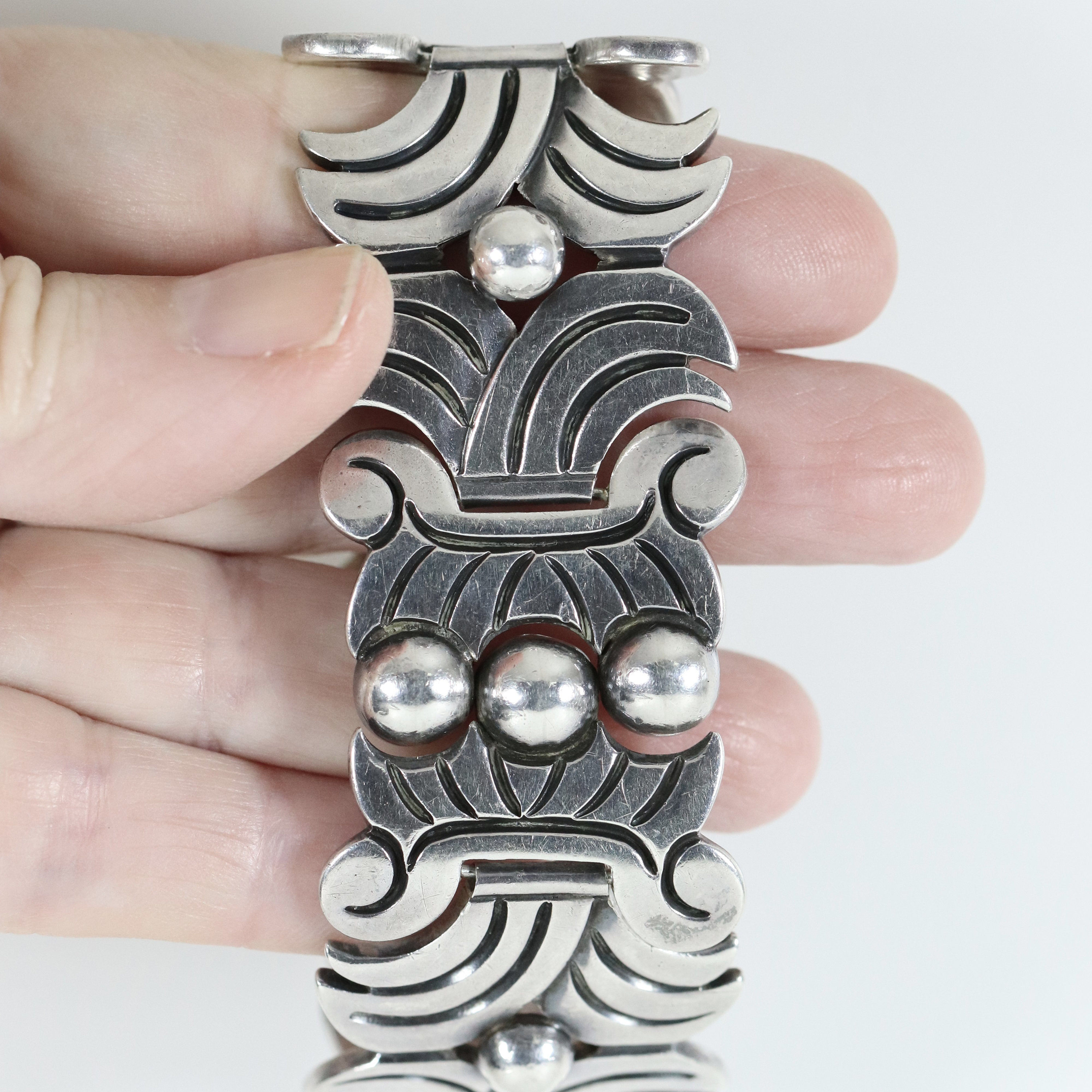 Taxco Hector Aguilar Aztec Panel Bracelet | Vintage Sterling Taxco Hector Aguilar Aztec Panel Bracelet | Vintage Sterling