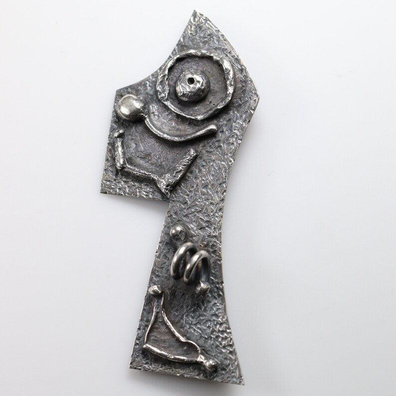 James Parker Brooch Vintage Sterling Silver Brutalist Modernist Pin image 3