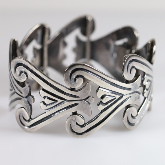 ビンテージ taxco スターリングシルバー バングル Taxco Curved Panel Bracelet | Vintage Sterling Silver | Jose
