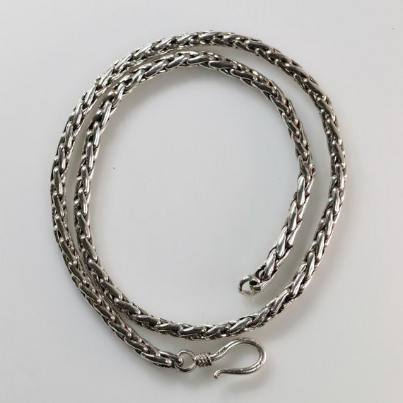 Byzantine Wheat Link Necklace Chain | Vintage Ste… - image 5