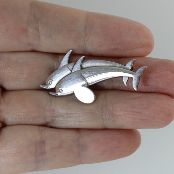 Georg Jensen Twin Dolphins Brooch | Vintage Sterl… - image 5