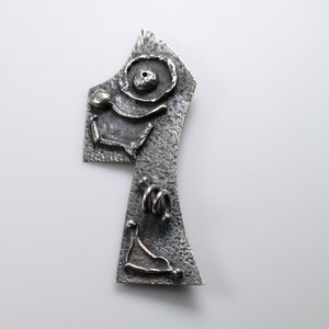 James Parker Brooch Vintage Sterling Silver Brutalist Modernist Pin image 1