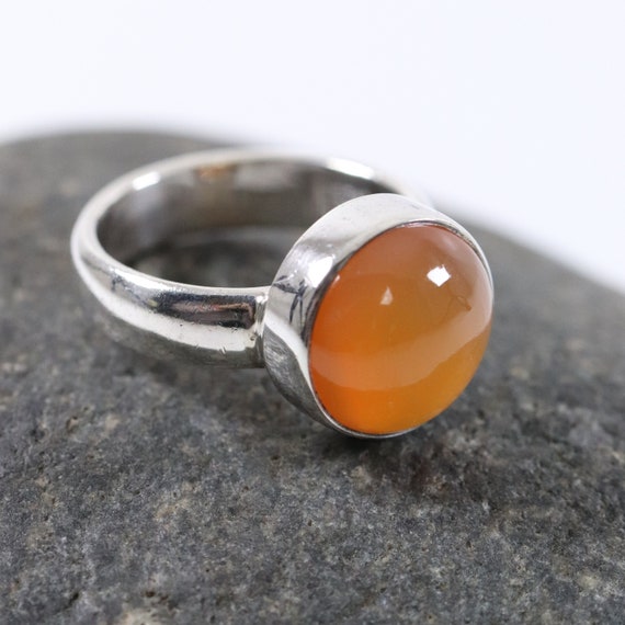Orange Agate Ring | Vintage Sterling Silver | Nep… - image 1