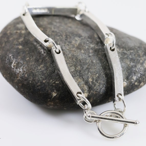 Modern Solid Toggle Bracelet | Vintage Sterling S… - image 1