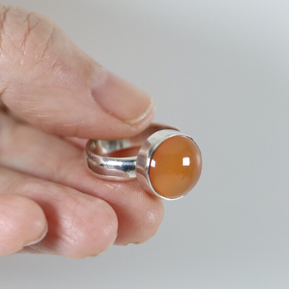 Orange Agate Ring | Vintage Sterling Silver | Nep… - image 3