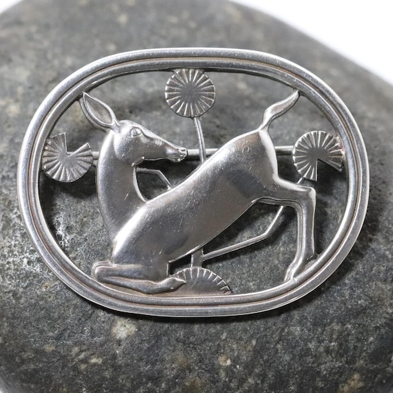 Vintage Georg Jensen Sterling Silver Deer Brooch: Arno  display picture 1