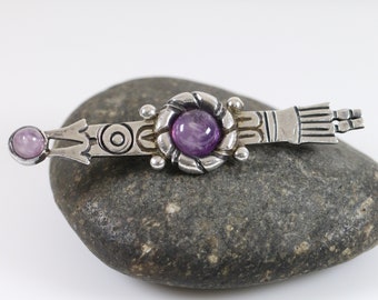 William Spratling Amethyst Arrow Brooch | Vintage Sterling Silver | Taxco Mid-Century Mexico