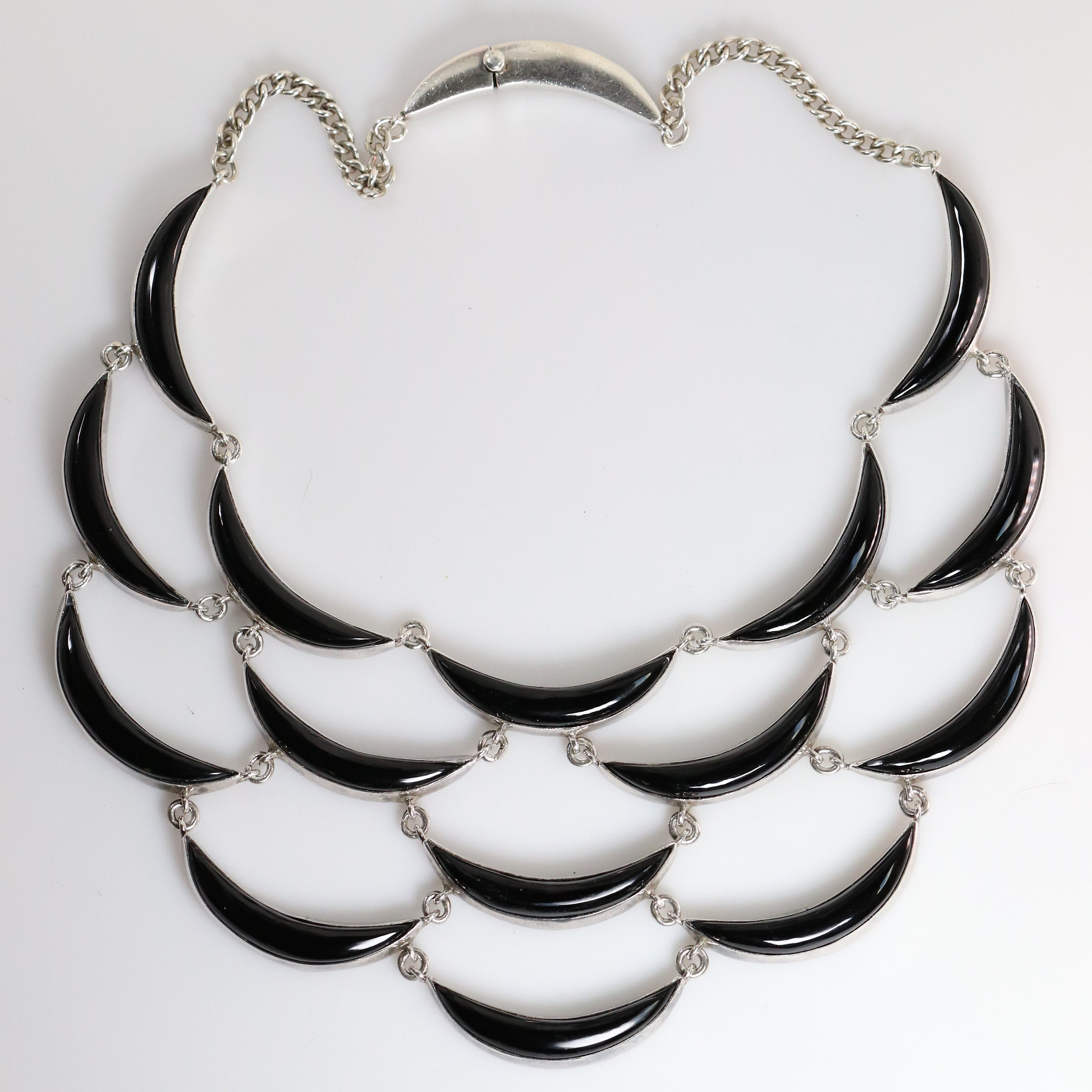 Taxco Onyx Necklace - Etsy てなグッズや Vintage Mexican Necklace Onyx Silver ネックレス
