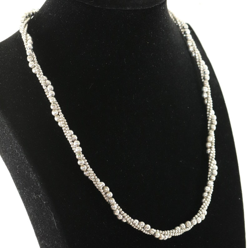 Twisted Bead Necklace Vintage Sterling Silver 185 Etsy