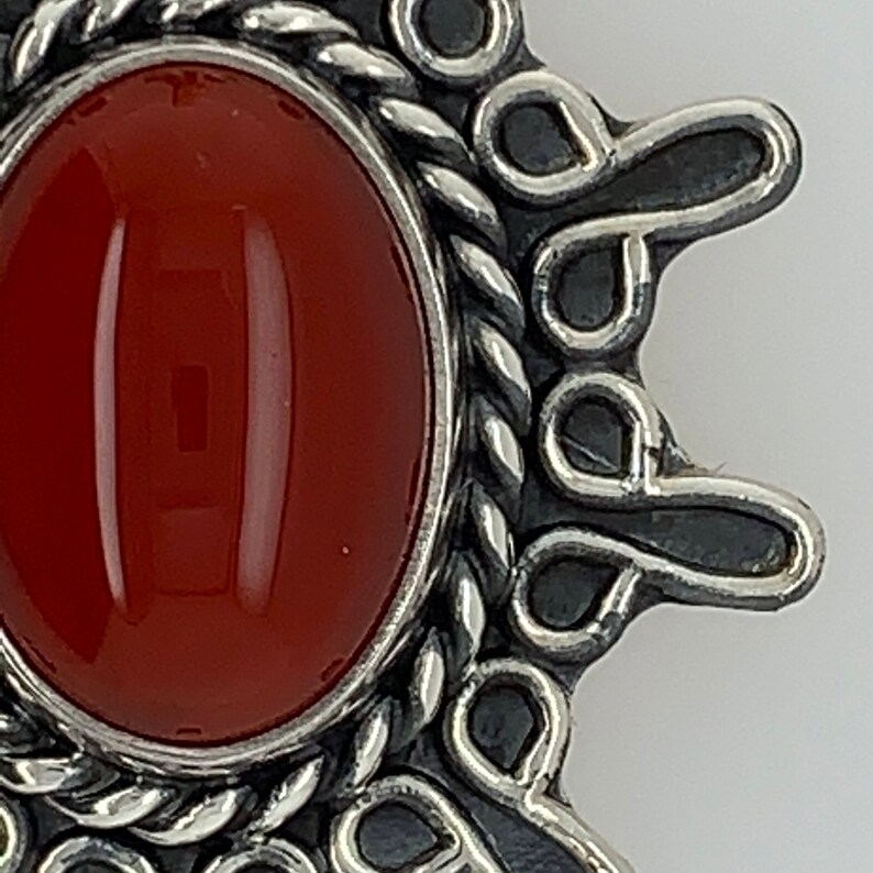 Vintage Sterling Silver Carnelian Cabochon Taxco Choker Necklace Star Pendant and 14.5 5mm Choker