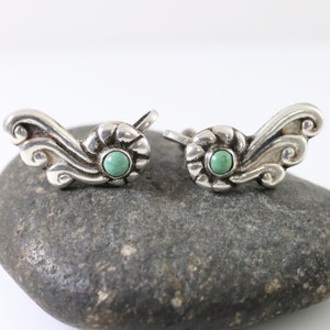 Tribal Türkis Ohrringe | Vintage Sterlingsilber | Taxco Mid-Century
