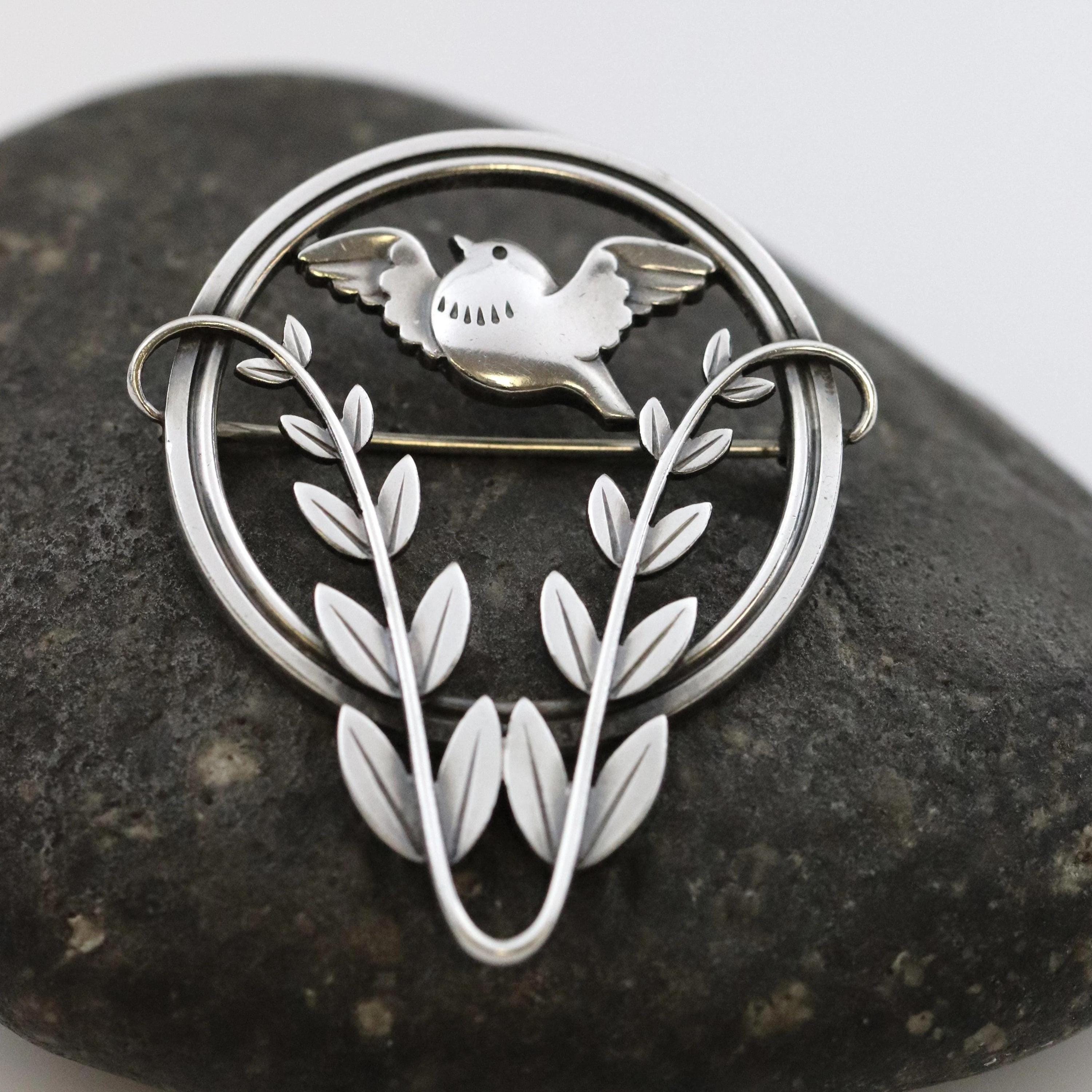 Arno Malinowski Georg Jensen Sterling Silver Bird Brooch: Art Deco