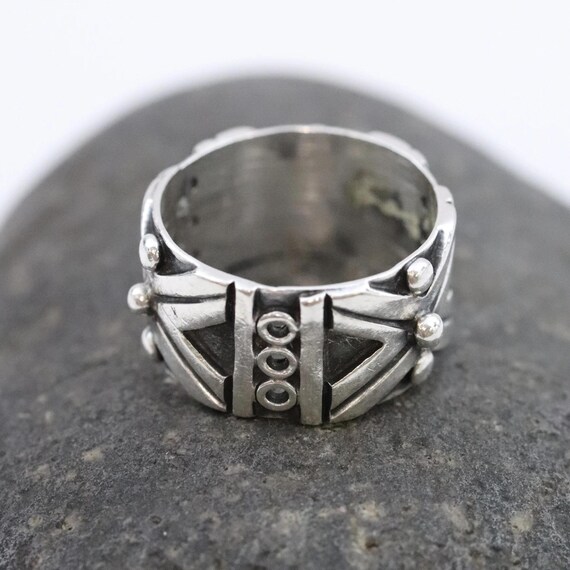 Handcrafted Patterned Taxco Ring | Sterling Silve… - image 2