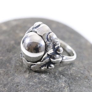 Georg Jensen Cabochon Ring 11A Vintage 830 Silver Art Nouveau