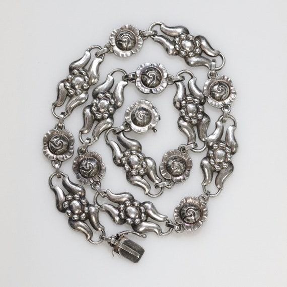 Georg Jensen Designed Floral Necklace 10 | Sterli… - image 3