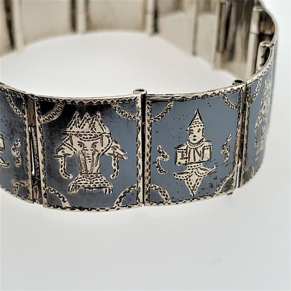 Siam Niello Panel Bracelet |  Vintage Sterling Si… - image 2
