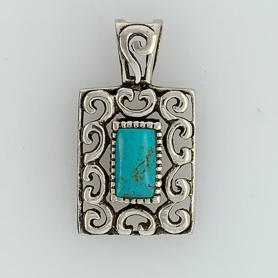 Ornate Turquoise Necklace Pendant | Vintage Sterl… - image 5