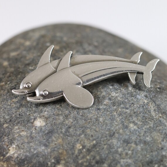 Georg Jensen Twin Dolphins Brooch | Vintage Sterl… - image 3