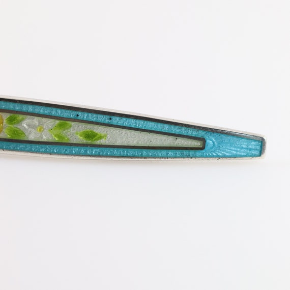 Guilloche Enamel Brooch | Antique Sterling Silver… - image 7