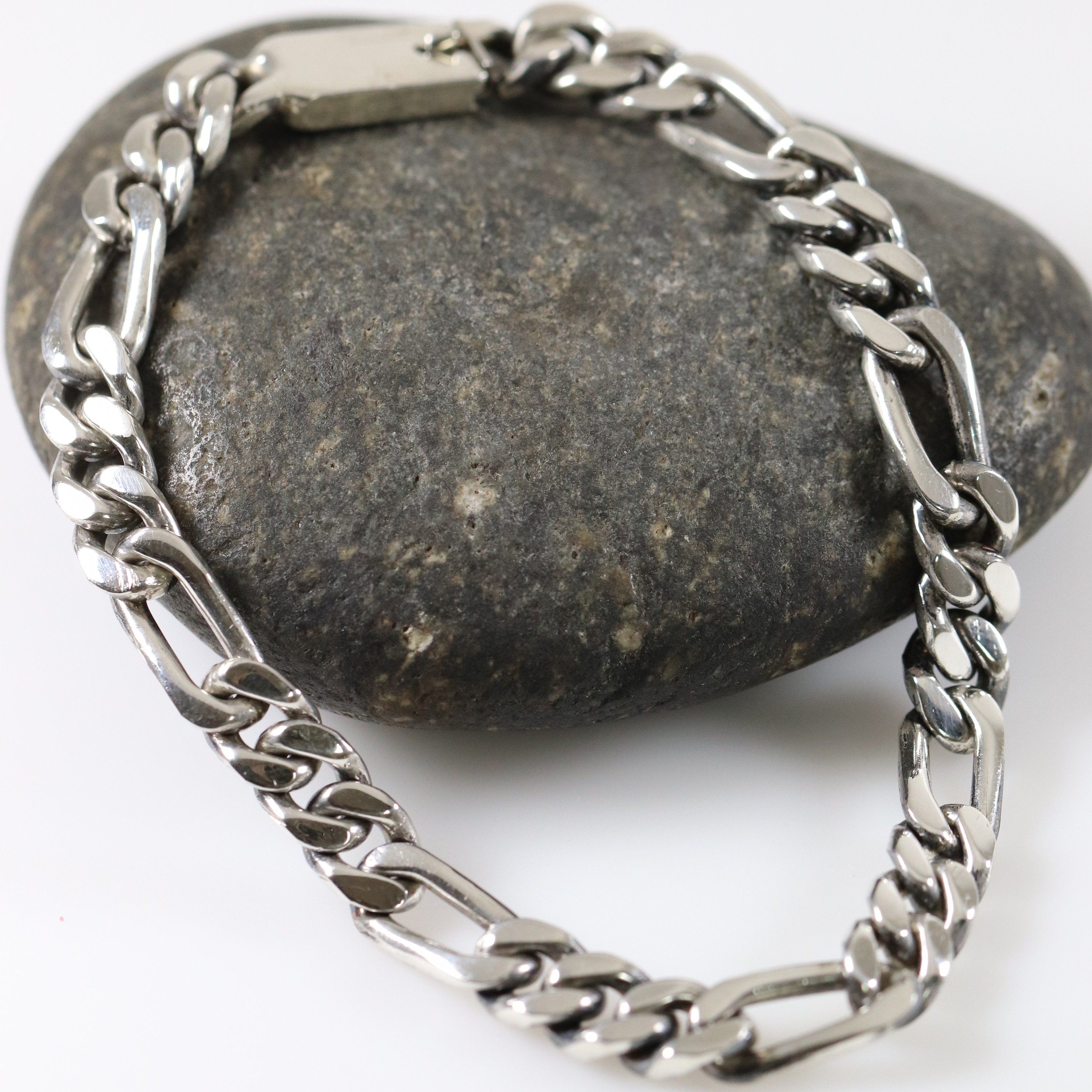 Mexican Figaro Chain Bracelet Vintage Sterling Silver - Etsy
