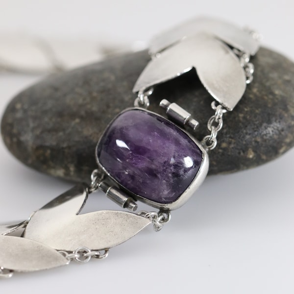 Fred Davis Amethyst Modernist Choker Necklace | Vintage Sterling Silver | Taxco Mid-Century Mexico