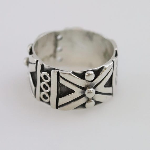 Handcrafted Patterned Taxco Ring | Sterling Silve… - image 5
