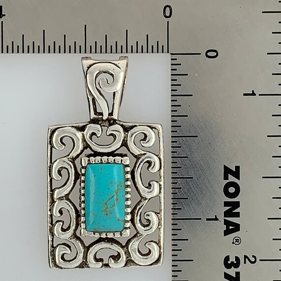 Ornate Turquoise Necklace Pendant | Vintage Sterl… - image 7
