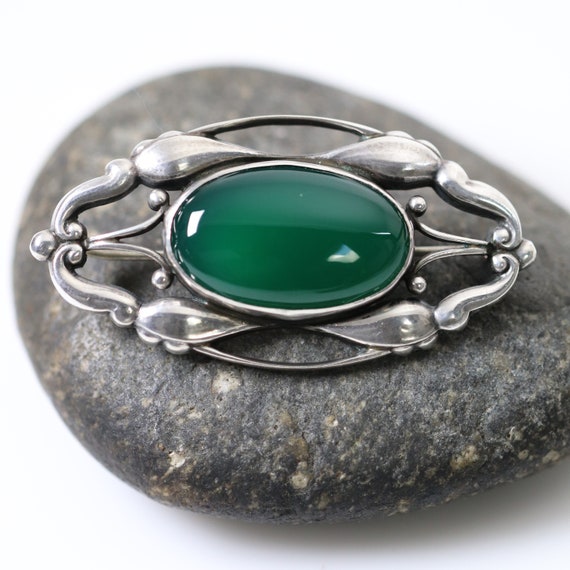 Rare Early Georg Jensen Chrysoprase Brooch 197 | Vintage Rare Early Georg Jensen Chrysoprase Brooch 197 | Vintage