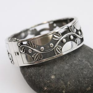Vintage Georg Jensen Sterling Silver Bangle: Art Deco Vine Bracelet