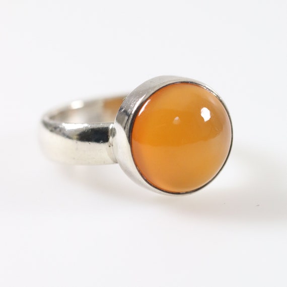 Orange Agate Ring | Vintage Sterling Silver | Nep… - image 2