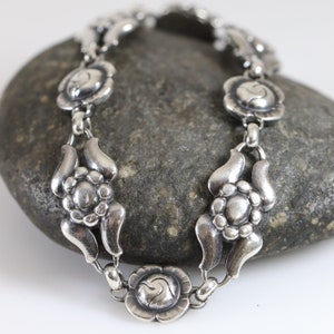 Georg Jensen Floral Bracelet 18 | Vintage Sterling Silver | Art Nouveau Denmark