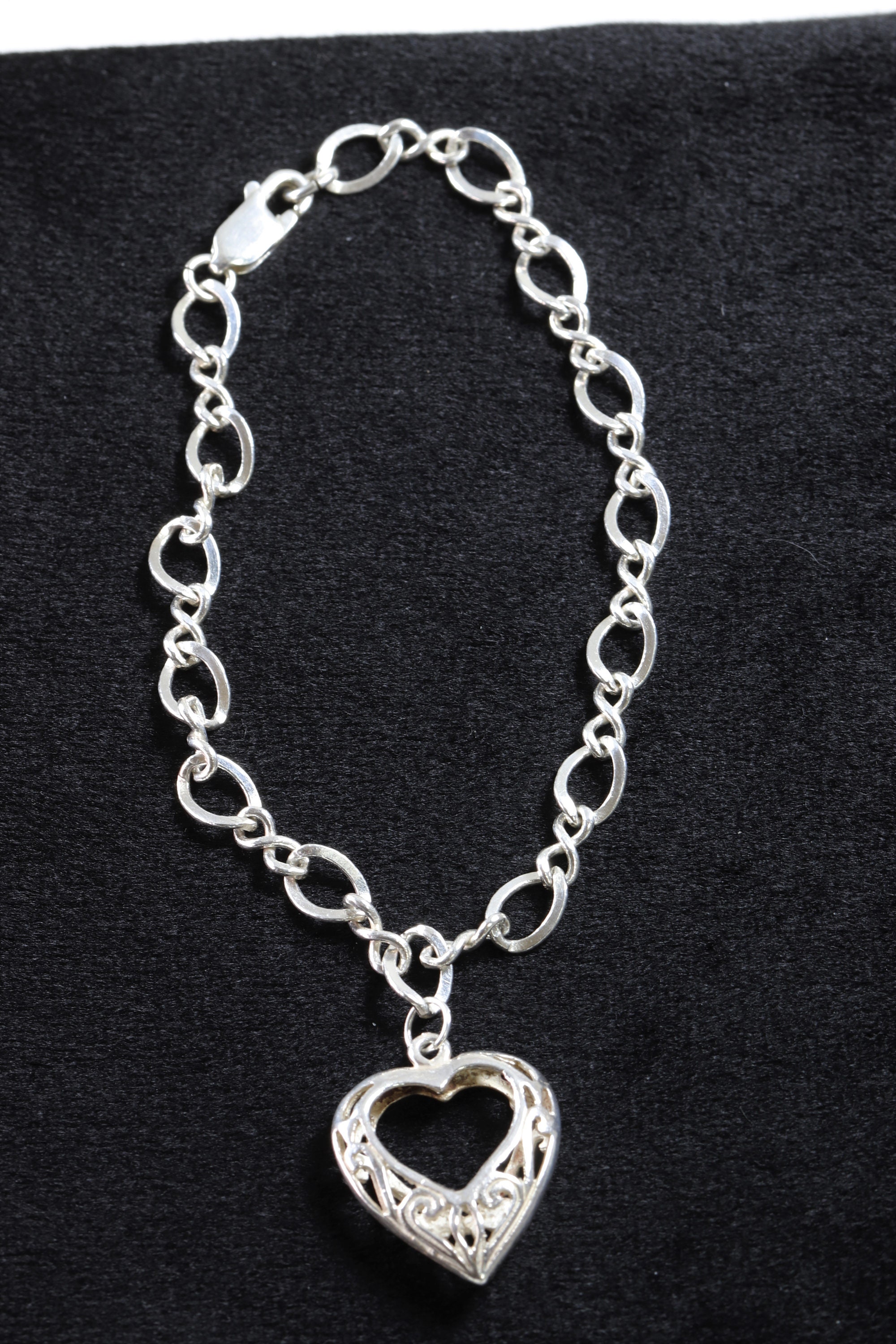 Heart Charm Bracelet Vintage Sterling Silver - Etsy