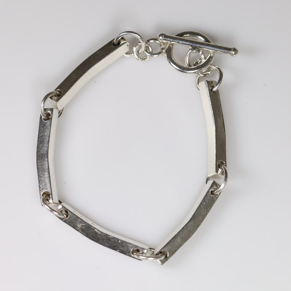 Modern Solid Toggle Bracelet | Vintage Sterling S… - image 6