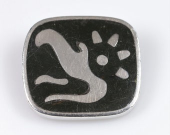 Los Castillo Brooch | Vintage Sterling Silver | Taxco Inlay Mid-Century Pin