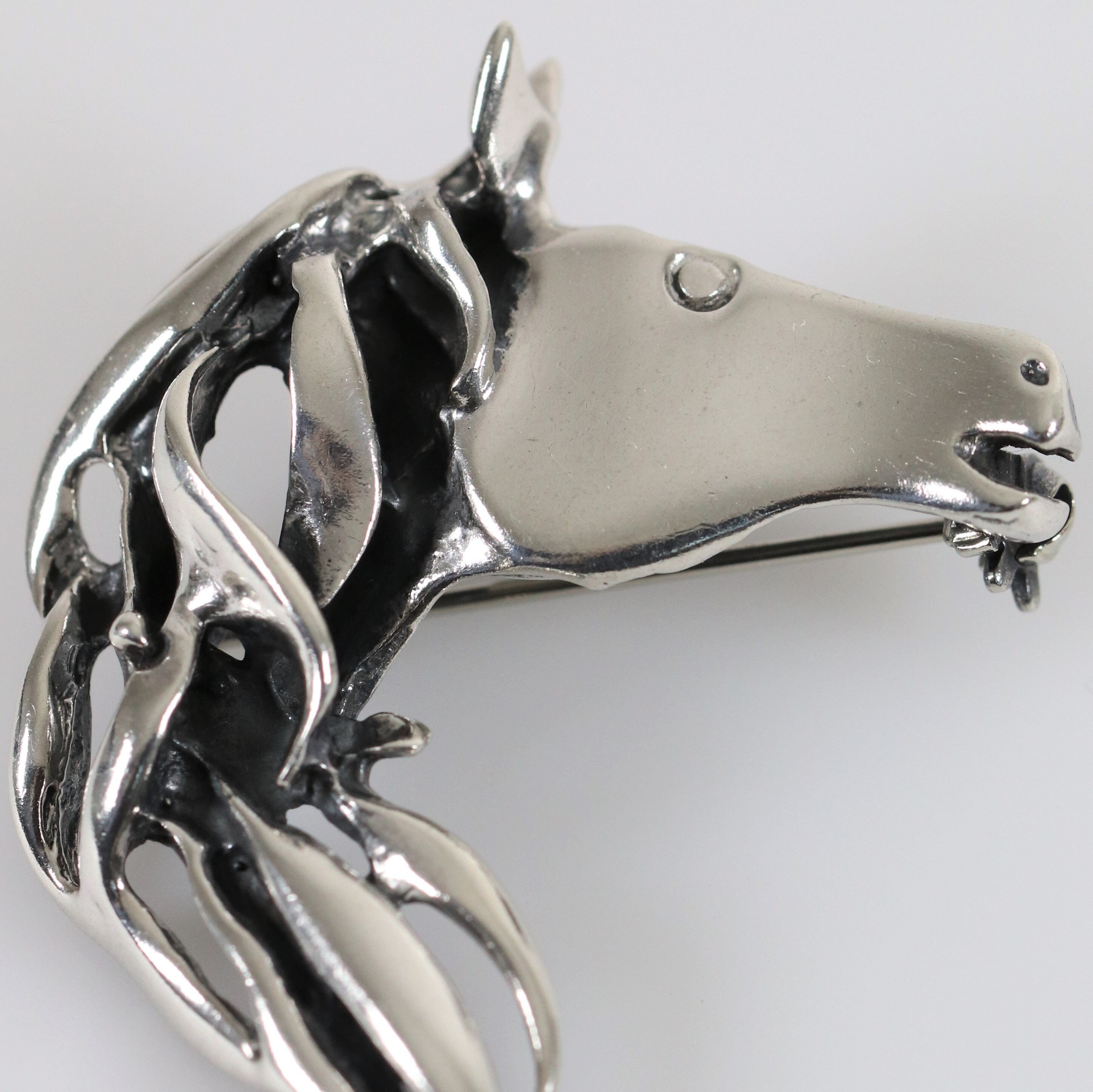 Sculpted Horse Head Brooch | Vintage Sterling Silver Sculpted Horse Head Brooch | Vintage Sterling Silver