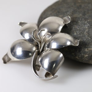 E. Dragsted Flower Pin | Vintage Sterling Silver | Mid-Century Denmark