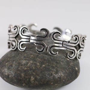 Taxco Jacopo Panel Bracelet | Vintage Sterling Silver | Curved Link