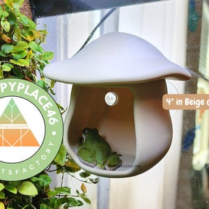 Casa colgante con forma de hongo para geckos crestados, ranas, otros reptiles y anfibios