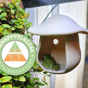 Hanging Mushroom House Hide for Crested Geckos, Frogs, Other Reptiles and Amphibians