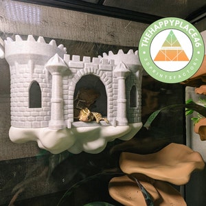 Crested Gecko Floating Castle on a Cloud Hide and Ledge with optional drawbridge