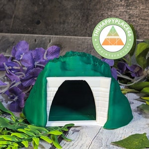 Crested Gecko and Frog Grassy Hill Hide With Brick Entrance