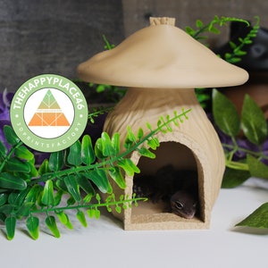 Crested Gecko and Frog Hide Textured Mushroom House