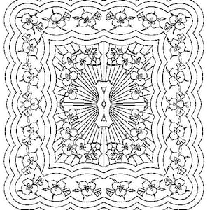 Pansy Wholecloth Quilt Pattern, Full Size, 82 x 90 inches