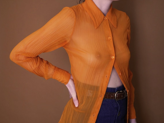 ORANGE PLEATED SHIRT