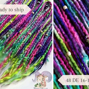 Dreads wool dreadlock extensions pink purple blue green DE loose hair end dreads