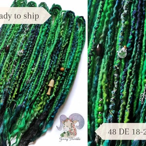 Dreads wool dreadlock extensions green blue DE loose hair end dreads