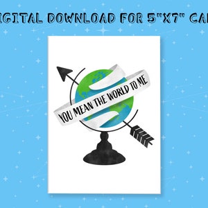 Somente download digital / Você significa o mundo para mim / Cartão ilustrado, Cartão espacial, Cartão de amizade, Cartão de casal, Cartão de amor engraçado